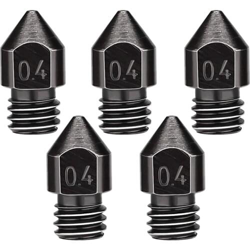 5 Pcs 3D Printer Extruder Nozzle 0.4Mm Hardened Steel Mk8 Nozzle Heat-Resistant for Cr-10/Ender-3 Series 3D Printer