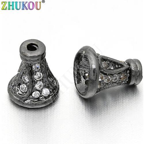 6*7mm Brass Cubic Zirconia Bead Caps DIY Jewelry Bracelet Necklace Making, Model: VH1