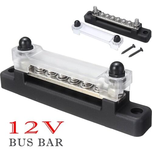 6 Position Copper Power Distribution Block M4 Terminal Busbar With 2 X M6 Terminal Studs For Auto Power Connection