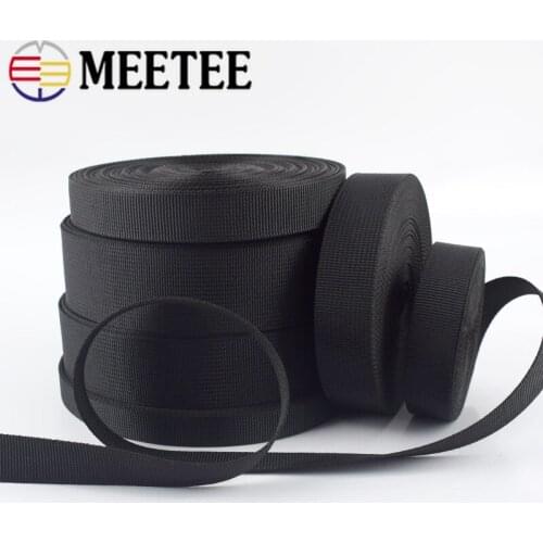 9yards Meetee 0.8mm Thicken Nylon Black Webbing 15/20/25/32/38mm Width for Outdoor Belt Handbag Bands Shoe Accessories RD212