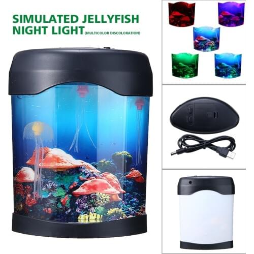 Aquarium Jellyfish Fish Tank Mood Lights Colour Changing For Living Room Bedroom Aquarium Night Light 18x10x23cm