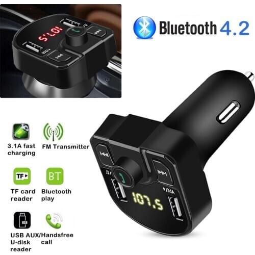 Car FM Transmitter Wireless Modulator Bluetooth Handsfree U Disk TF MP3 Music Player 3.1A+1A Dual USB Charger