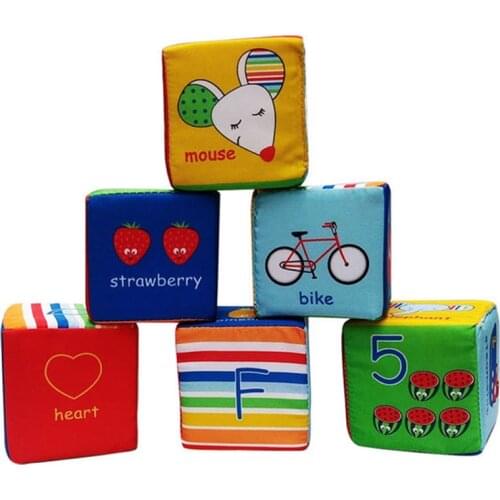 Children Mobile Magic Cube Newborn Baby Toys 0-12 Months Rattle Cloth Building Blocks Stuffed Doll Plush Soft Cubes Educational