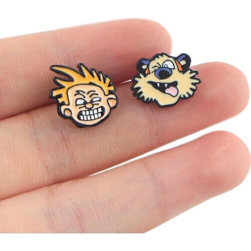 DZ1079 New Cute Comics Anime Funny Tiger Stainless Steel Earrings for Women 2020 Stud Cute Enamel Earrings