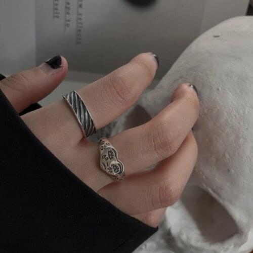 Sad Cry Face 925 Sterling Silver Jewelry Personality Tearful Expression Heart Shaped Opening Rings