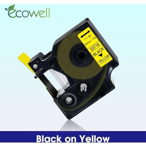 Ecowell 24mm*7m tape Compatible for Dymo D1 53718 label tape Black on Yellow for Dymo LabelManage 500TS,400 LabelWriter 450 Duo