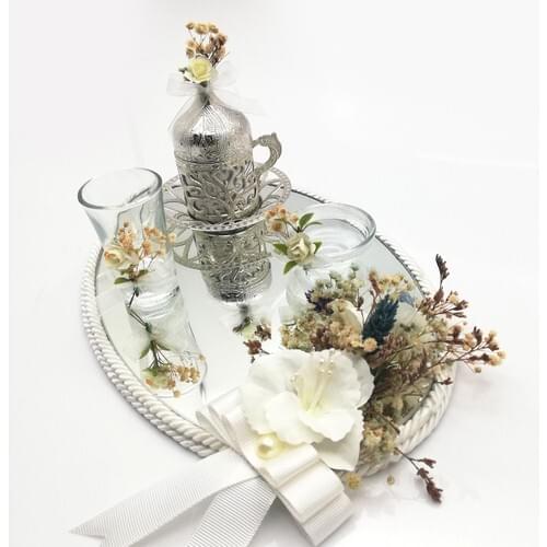 LORA INVITATION Groom Coffee cup TRAY SILVER 54171