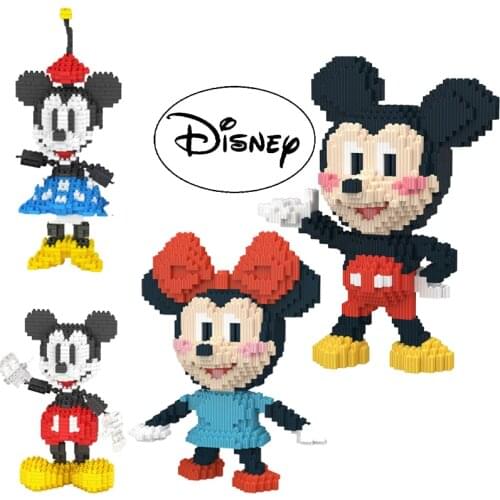 2021 Disney series cute Mickey Minnie cartoon character model with small building block puzzle set childrens toy gift