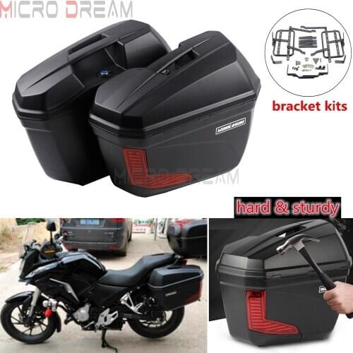 2pcs Motorcycle Universal Side Case Saddlebag Rear Luggage Pannier Cargo Kits for Honda Triumph Kawasaki Z1000SX Versys 300/650