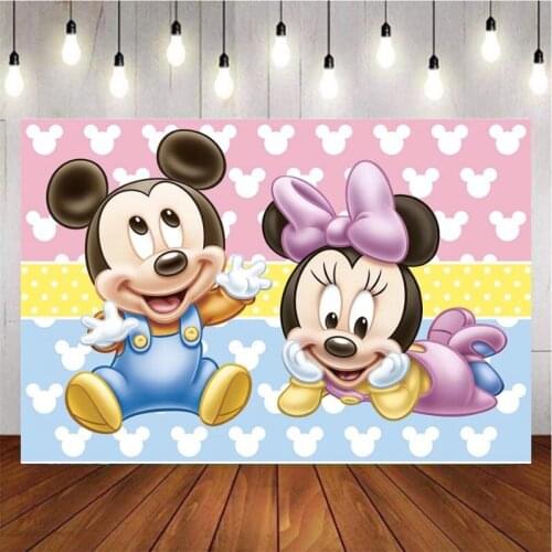 Cartoon Bowknot Baby Mouse Photography Background Backdrop Kids Birthday Party Decoration Wallpaper Tapestry Photo Studio