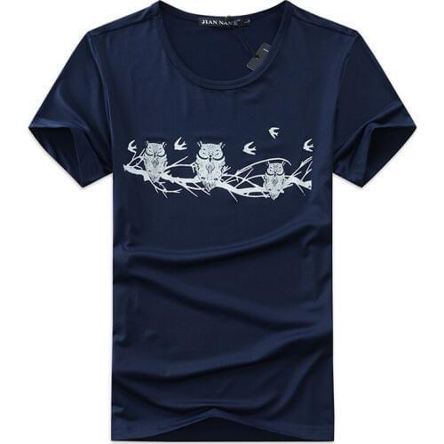 Mens T Shirt Letter Owl Slim O-Neck Short Sleeve Shirt Casual Shirts Free Shipping 8 Colors Size M-4XL