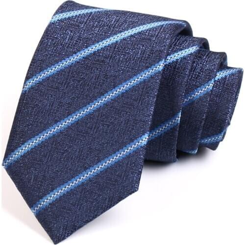 2020 New Design Mens Classic Blue Striped Neck Tie Fashion Formal Tie High Quality 7CM Ties For Men Business Suit Work Necktie