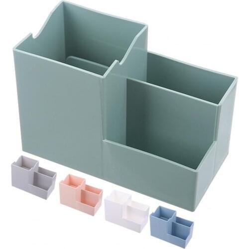 Table Storage Box Large Capacity Multiple Grids ABS Pen Holder with Phone Holder Desk Accessories