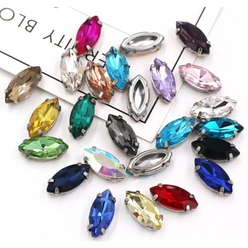 New Product 20pcs Horse Eye Shape Thickened Steel Support Sew on Rhinestone High Quality