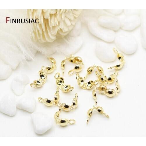 3mm/4mm Calotte Crimp Bead Tip Knot Cover Supplies For Jewelry 14K Gold Plated Connector Clip Clasp Fittings Component