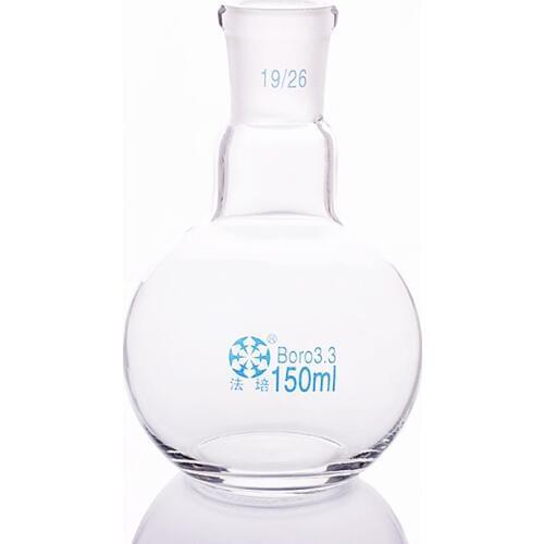 Single standard mouth flat-bottomed flask,Capacity 150ml and joint 19/26,Single neck flat flask,Boiling flask