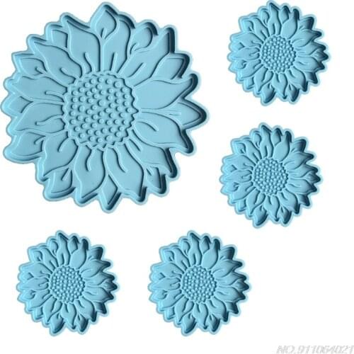 Sun Flower Coaster Epoxy Resin Mold Sunflower Cup Mat Silicone Mould DIY Crafts Ornaments Home Decoration Casting Tools Dropship