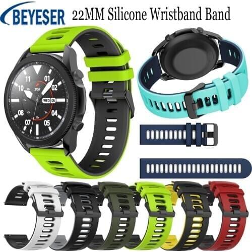 Silicone 22MM Watchbands For Samsung Galaxy Watch 46mm Gear S3 Galaxy Watch 3 45mm Smart Sport Band For Huawei GT2 46mm Bracelet