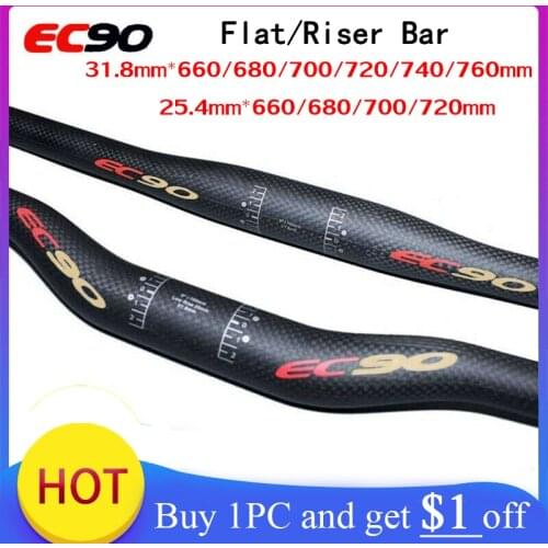 EC90 Racing MTB Bike Handlebar 25.4/31.8mm Riser/Flat Bar 660/680/700/720/740/760 Carbon Handlebar Bicycle Accessories