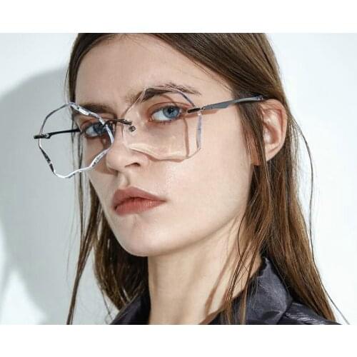 MINCL/ Oversized Frameless Party Sunglasses Metal Frame 2019 Brown Gold Black Punk Sun Glasses for Men Retro Uv400 Clear Lens NX