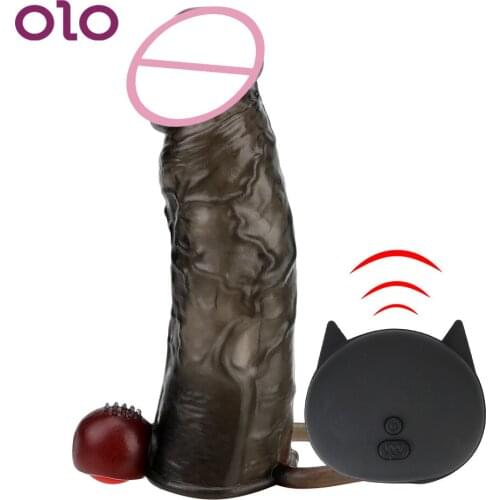 OLO Penis Vibrating Enlargement Sex Toys for Men Couples Penis Sleeve Vibrator Remote Control Reusable Condom Adult Product