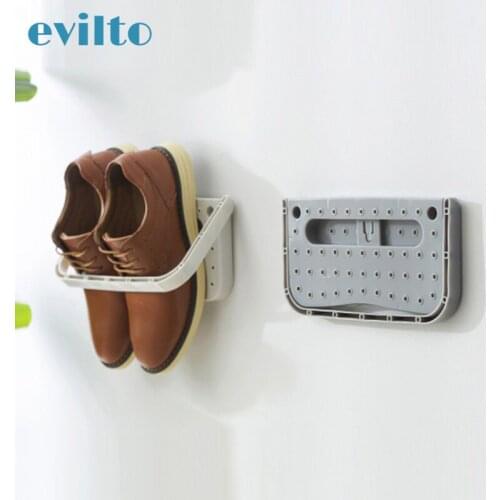 Punch-free Bathroom Shoe Rack Home Plastic Simple Storage Rack Wall-mounted Slippers Space-saving Shoe Wall Shelf Organizer