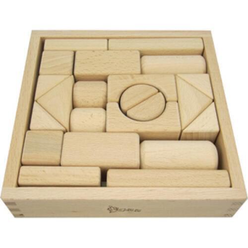 Natural Wood logs building blocks geometric shapes wooden early development toys (22 blocks in a set)
