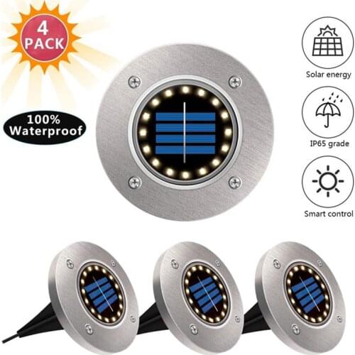 4 Pack 16LED Solar Ground Lights Upgraded Outdoor Garden Light Waterproof Bright in-Ground Lights Lawn Pathway Yard Driveway