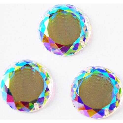 YANRUO 2010TH Round Crystal AB Sewn Mirror Glass Stones Flat back Shiny Round AB Mirrors Crystals For Dress