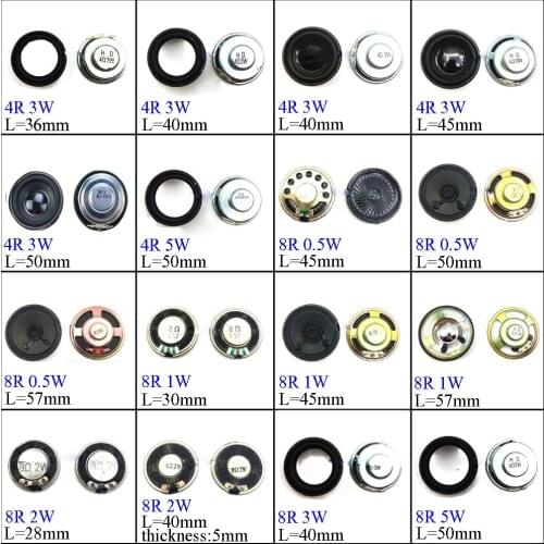 YuXi 4/8 Ohm 1W 2W 3W 4R 8R 0.5/1/2/3/5W 28mm 30mm 36mm 40mm 45mm 50mm 57mm Diameter Loudspeaker Loud Speaker