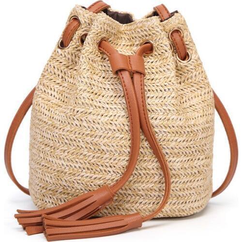 Women Bag Fashion Weave Tassels Bucket Solid Color High Capacity Shoulder taschen women bolsa masculina sac femme bolso mujer