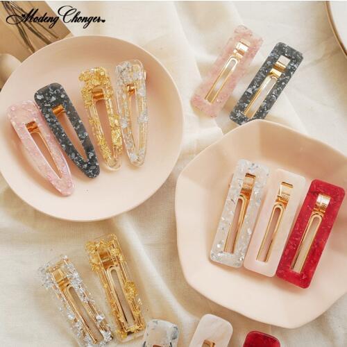 1PC New Fashion Hairpins Barrettes Headbands For Women Acrylic Hollow Waterdrop Rectangle Hair Clips Girls Hair Accessories Hot