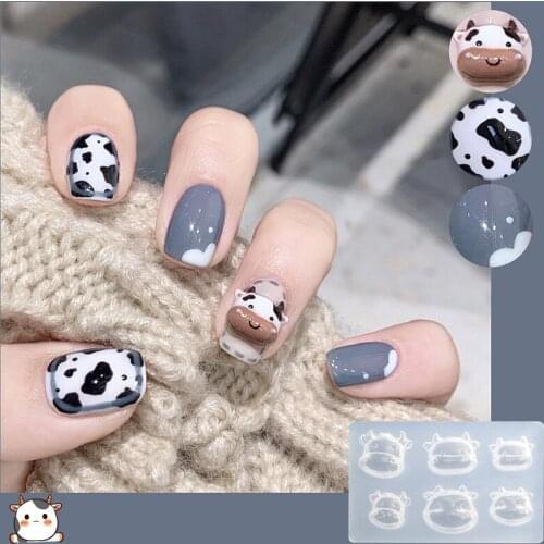 1pc Cows Lovely 3D Acrylic Mold for Nail Art Decorations DIY Design Silicone Lips Nail Art Templates Bunny Nails Art Molds