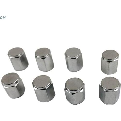 13MF Brass (8 Pack) Tire Valve Silver Aluminum Hexagonal Cap