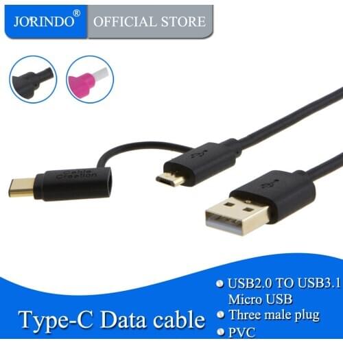 2 in 1 Micro USB Type C Cable, JORINDO USB-C and Micro-B Cord with 56K Resistor, Compatible Galaxy S9s, Essential Phone & More