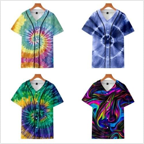 3D Tie Dye baseball T Shirt Colorful Psychedelic T-shirt men women short sleeve T Shirts Fashion Harajuku Tshirt Tops clothes