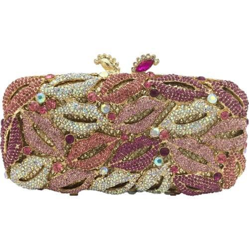 Boutique De FGG Sexy Lips Women Crystal Evening Clutch Purses Hand-Made Diamond Minaudiere Bag Wedding Party Handbags