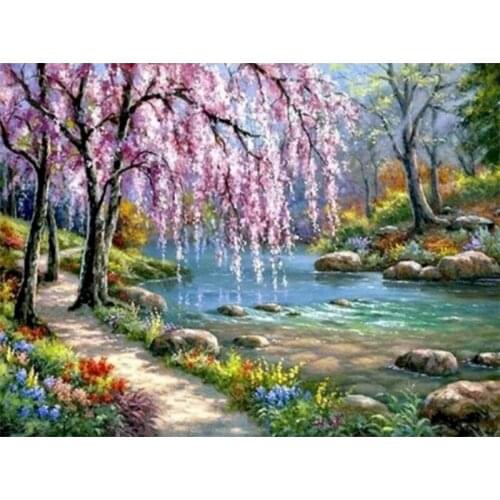CHENISTORY Diamond Embroidery Stream 5D DIY Full Square Round Diamond Painting Kits Picture Rhinestone Scenery Mosaic Handmade