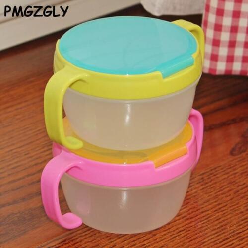 Baby Dishes Kids Food Snacks Candy Biscuit Anti spill Storage Holder Tank Non spilling Cup with Cover Handle Baby Dishes Bowl