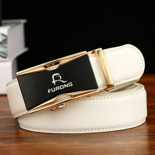 Fine Quality Alloy buckle Belts for Men Original Design Luxury White Belts Male Genuine Split Leather Strap Mens Designer Belts