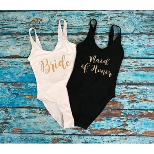 Customize glitter Bride bikinis Bathing Suits Honeymoon Maid of Honor Bachelorette Swimwear Swimsuit Bridesmaid Wedding Gift