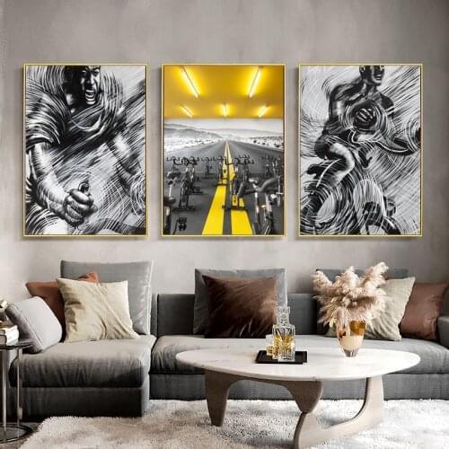 Hot boy Spinning Sports exercising Bodybuilding Fitness Motivational Gold printed canvas painting Poster For Home Gym Pictures