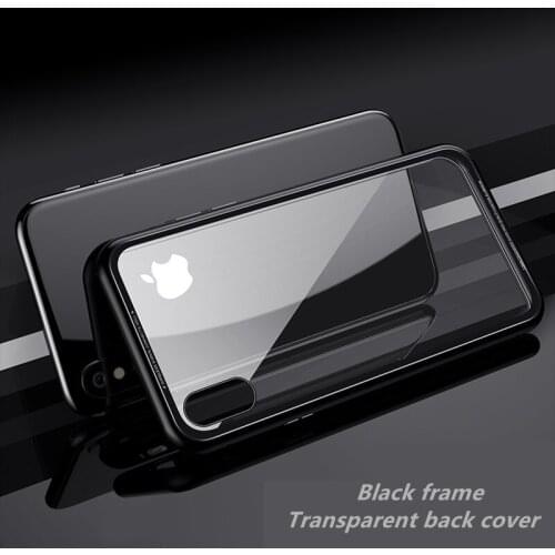 Magnetic Adsorption Case Clear Tempered Glass + Built-in Magnet Case For iphone X 7 8 7plus 8plus