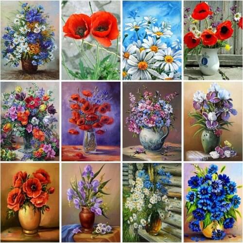 DIY Floral 5D Diamond Painting Full Square Drill Diamond Embroidery Cross Stitch Mosaic Kits Flower Wall Art Home Decor