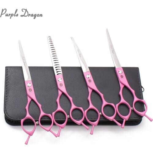 Suit 7" 440C Dog Shears Professional Grooming Scissors Cutting Shears Thinning Scissors Up&Down Curved Shears Pet Scissors Z3009