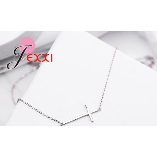 New Arrival Long Cross Pendant Necklace Collier Femme 925 Sterling Silver Cross Choker Necklace Jewelry Wholesale