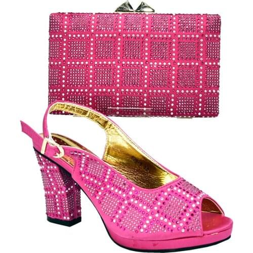 New African Sets 2019 Super High (8cm-up) Italian Ladies Shoes and Bags To Match Set Luxury Women Shoes and Bag Square Heel