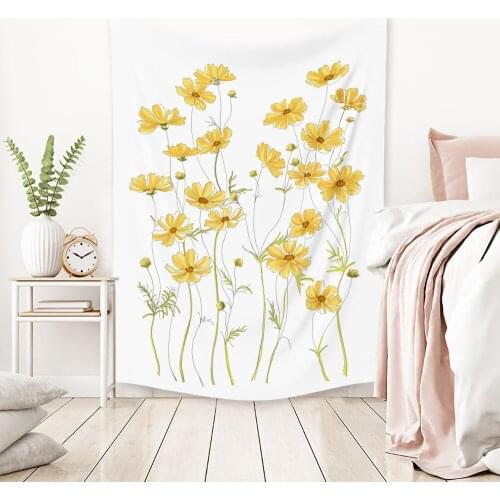 New Product Ins Fresh Small Yellow Flowers Tapestry Home Wall Decor Hanging Cloth Art Hanging Painting Wall Carpet Decoration