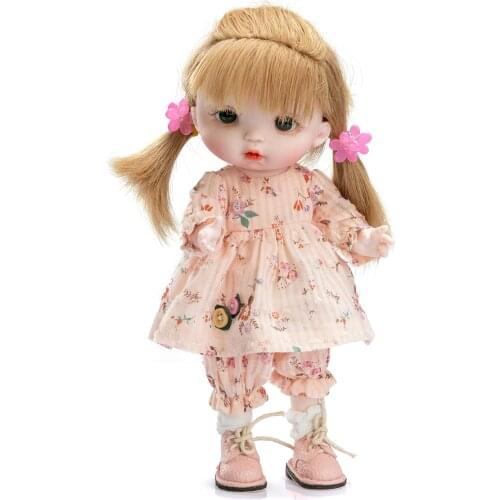 NPK New Doll 8inch Small Cute OB Doll White Skin Handy Portable Cute Baby Girl Doll High Quality Doll