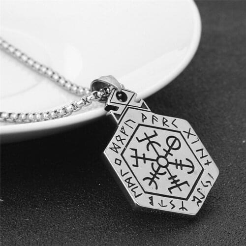 Stainless Steel Talisman Key of Solomon Seal Pendant Necklace Kabbalah Pagan Wiccan Necklace for Hiphop/Rock Style